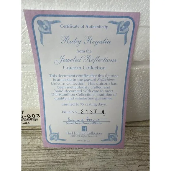 Hamilton Collection Jeweled Reflections Ruby Regalia Unicorn USED w/Box & COA - Picture 4 of 16